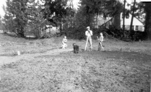 Mary, William, Dad and I along Eukey preparing the garden for planting