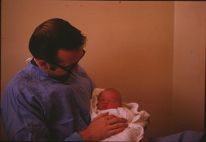 Holmes with Eric, one day old